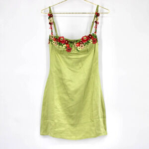 PRINCESS Polly Kenzie Satin Mini Dress in Green Women’s Size 2 NEW
